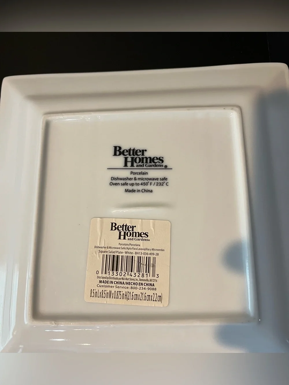 Better Homes and Gardens Porcelain White Square 5pc Salad Plates & Bowl Set